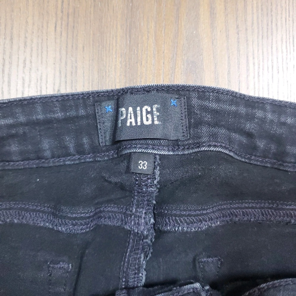 Paige Womens High Rise Coated Sloane Straight Leg Jeans Black Denim Size 33 - Picture 2 of 7